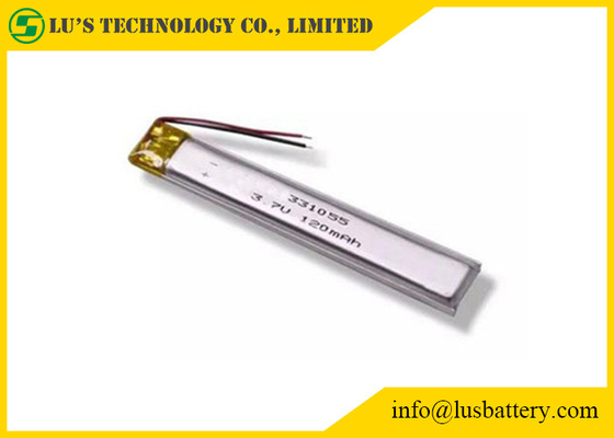 Limno2 batteria prismatica LP331055 3.7v 120mah del polimero del litio di dimensione 331055