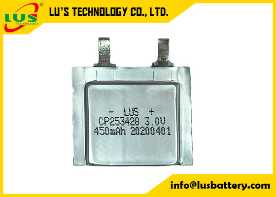Batteria primaria flessibile CP253428 del polimero di 450mah LiMnO2 per l'etichetta dell'iniezione