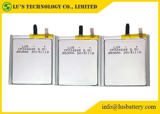 Lunga vita sottile della batteria CP224248 3.0v 850mah delle cellule di RFID per le etichette di Bluetooth