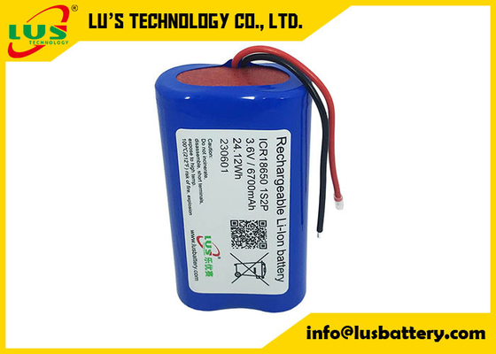 1S2P batteria ricaricabile a ioni di litio ICR18650 INR18650 batteria a ioni di litio 3.7v 3.6V 6700mah batteria al litio