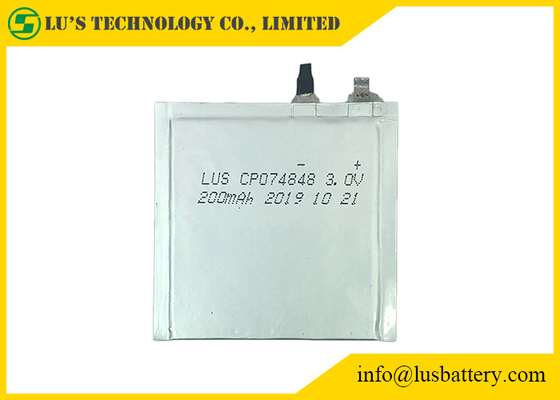 Batteria al litio ad alta temperatura sottile eccellente CP074848 della batteria 3V 200mAh di IOT LiMnO2