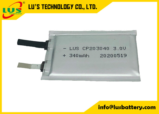 Batteria prismatica 3V 340mAh CP203040 del polimero del litio Limno2 per gli apparecchi medici