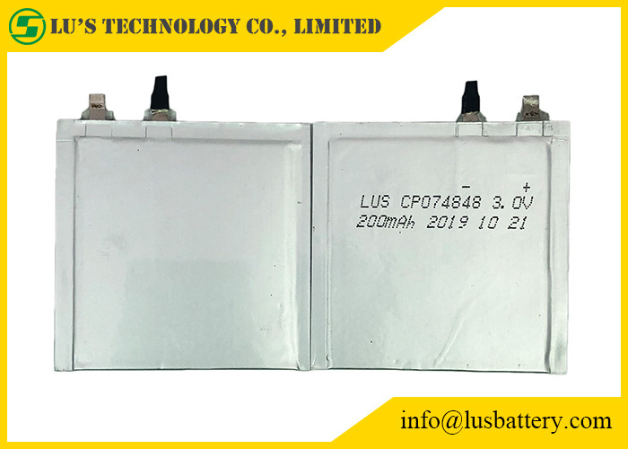 La cellula CP074848 del sacchetto ultra assottiglia la batteria 200mah 3,0 volt per lo scaffale elettronico Lables