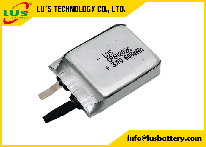 Batteria al litio non ricaricabile ultra sottile di LiMnO2 3.0v CP602026 600mah per l'etichetta attiva di RFID