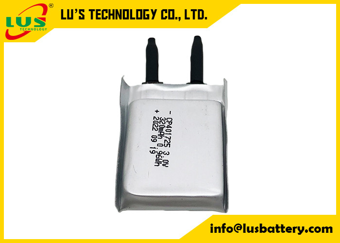 3.0V la batteria flessibile sottile CP401725 320mah ultra dimagrisce Batteires per gli smart card
