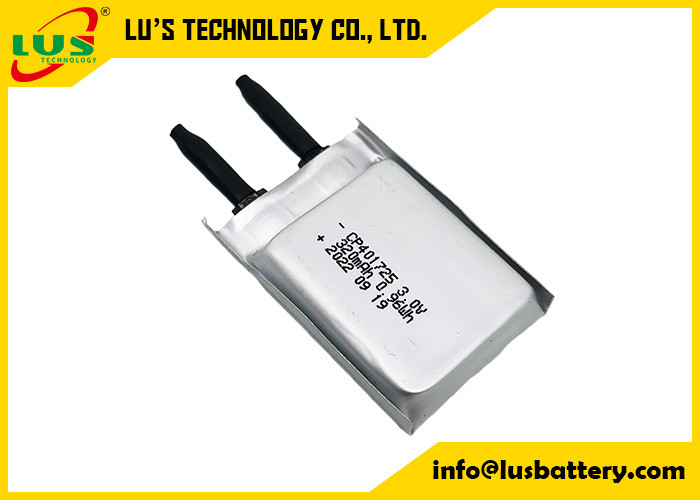 3.0V la batteria flessibile sottile CP401725 320mah ultra dimagrisce Batteires per gli smart card