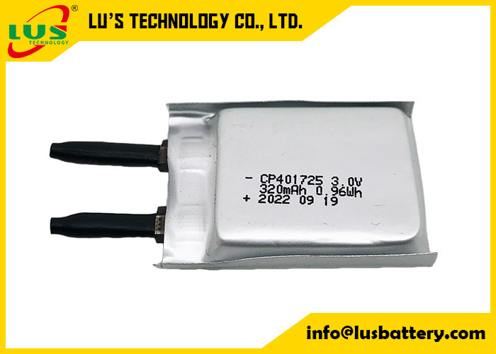 3.0V la batteria flessibile sottile CP401725 320mah ultra dimagrisce Batteires per gli smart card