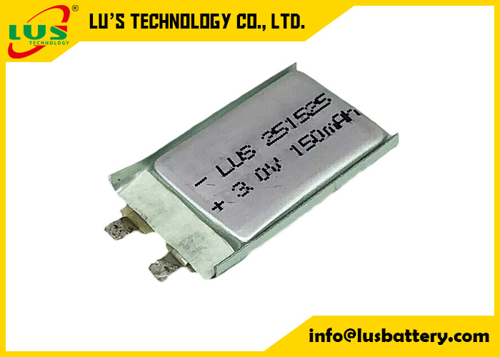 Alta Rate Battery 3.0v 150mah Limno2 sicurezza delle cellule ptc del sacchetto di CP251525 per le applicazioni della carta