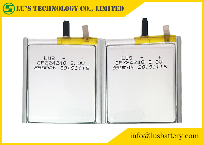 Lunga vita sottile della batteria CP224248 3.0v 850mah delle cellule di RFID per le etichette di Bluetooth