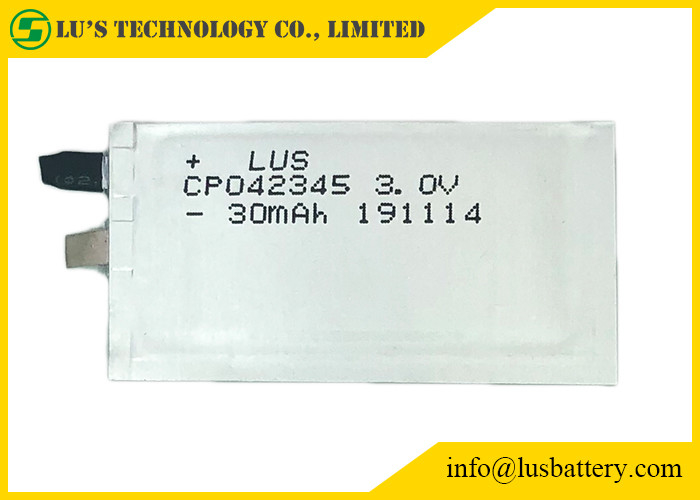Cella ultra sottile CP042345 della batteria di RFID per le batterie al litio delle Smart Card batteria 3.0v 35mah limno2