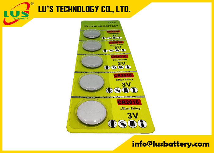 Batteria a pulsante al litio CR2016 3V batteria a moneta al litio CR2016 5 Pcs Blistcard Pack