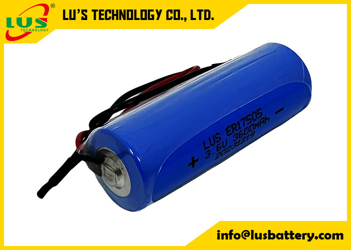Batteria di 3600mAh ER17505 Batteria primaria a cella di litio A dimensione 3.6V Batteria Li-SOCl2 con terminali OEM