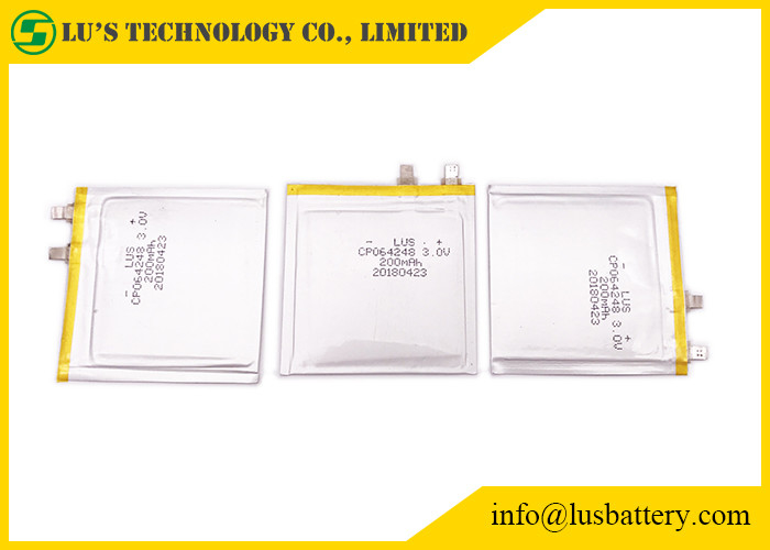 Batteria al litio ultra sottile 200mah 3.0v CP064248 di RFID ecc per le etichette