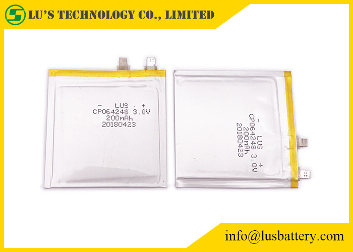Batteria al litio ultra sottile 200mah 3.0v CP064248 di RFID ecc per le etichette