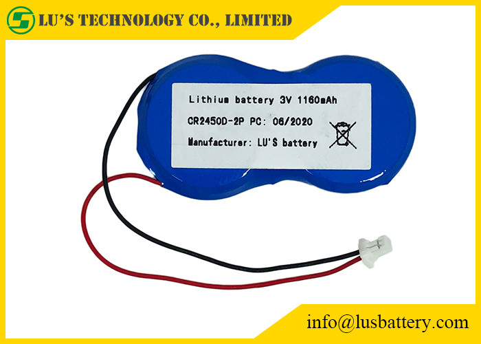terminali delle cellule CR2450 CR2450-2P JST del bottone del litio di 3V 1200mah per le etichette