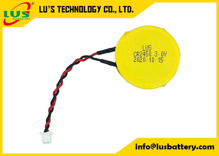 PWB SMT dei cavi CR2450-1P del pacchetto 65mm della batteria di 3v 600mah Limno2 con il connettore 2P