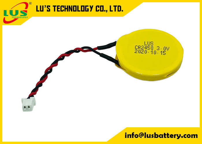 PWB SMT dei cavi CR2450-1P del pacchetto 65mm della batteria di 3v 600mah Limno2 con il connettore 2P