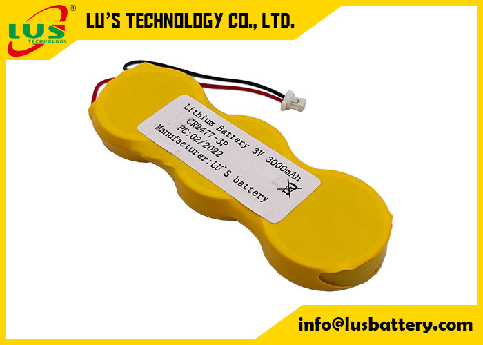 pacchetto CR2477 3p della batteria delle cellule del bottone di 3v 3000mah in parallelo con i connettori dei cavi