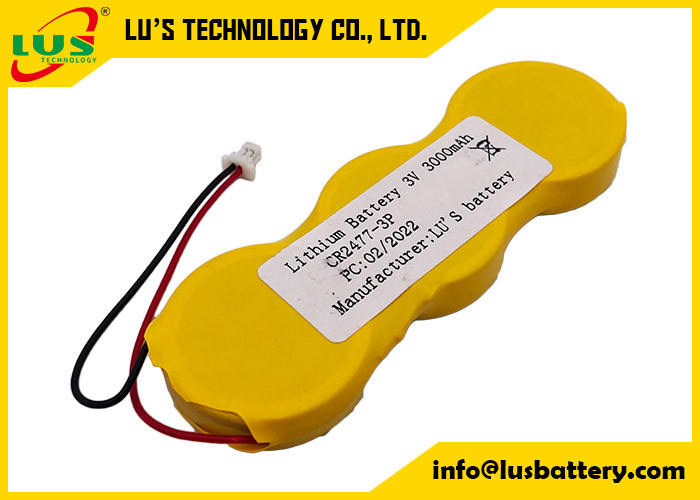 pacchetto CR2477 3p della batteria delle cellule del bottone di 3v 3000mah in parallelo con i connettori dei cavi